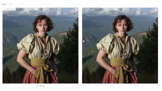 Две версии портрета женщины на фоне гор — сравнение «до» и «после» удаления фона, иллюстрация работы BiRefNet.