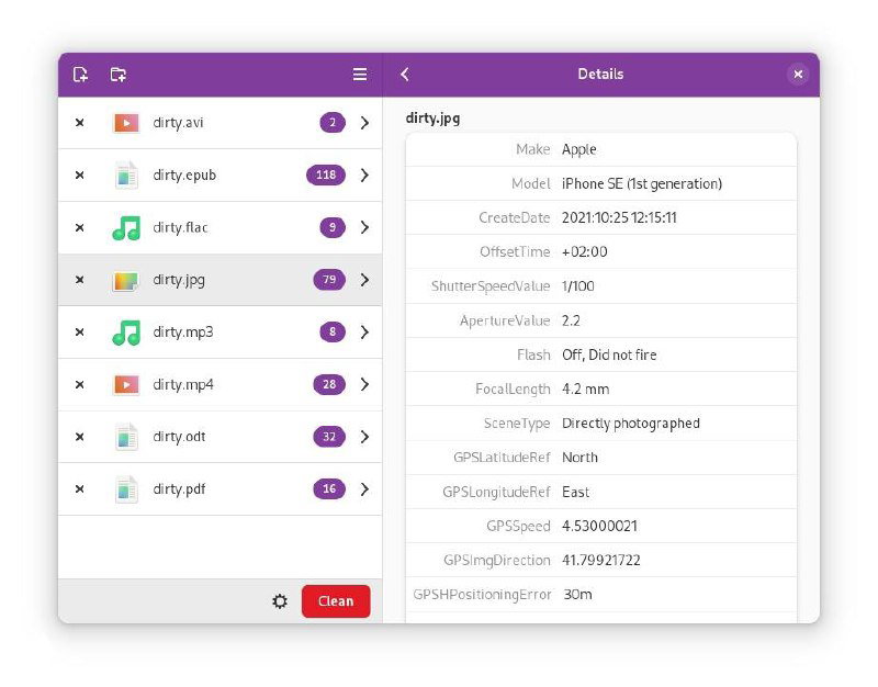 Metadata Cleaner — просмотр и удаление метаданных