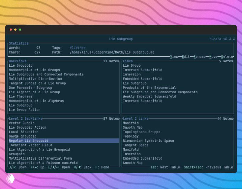 Rucola — терминальный менеджер заметок
