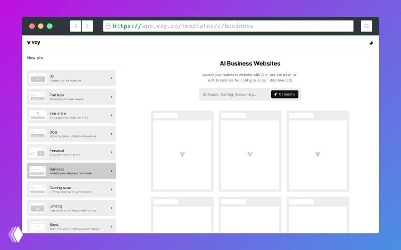Vzy — инструмент для быстрого создания сайтов