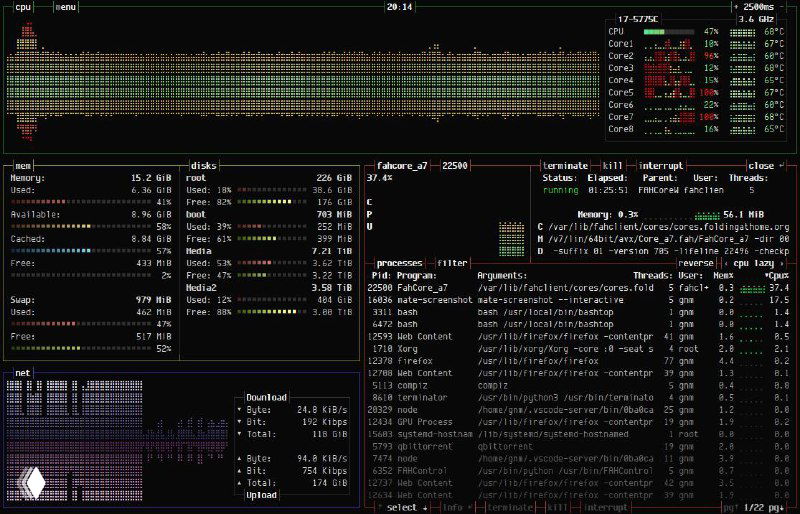 Bashtop — монитор ресурсов для Linux
