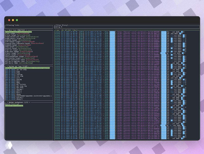 LazyJournal — TUI для journalctl и Docker-логов