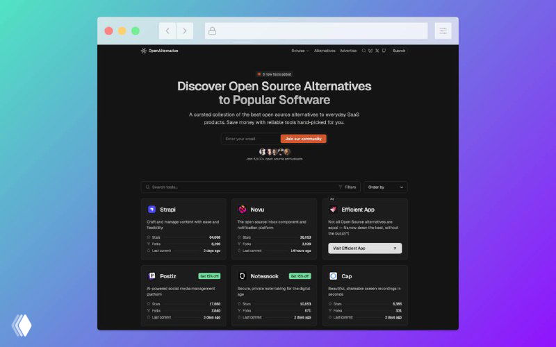 OpenAlternative — список open source альтернатив