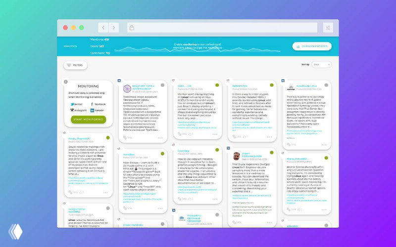 Поиск постов в соцсетях в реальном времени