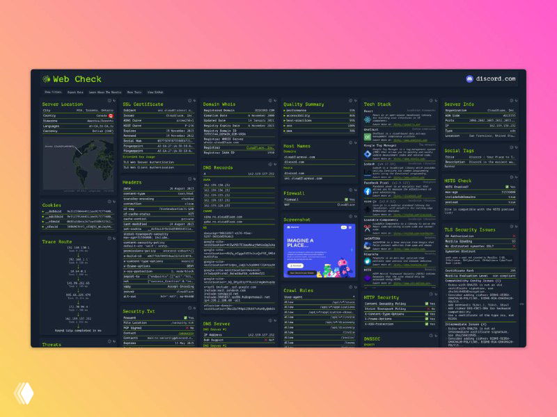 Web-check — инструмент OSINT для анализа сайтов