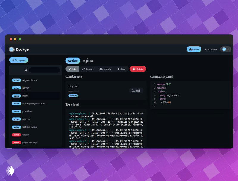 Dockge — менеджер для docker compose.yaml