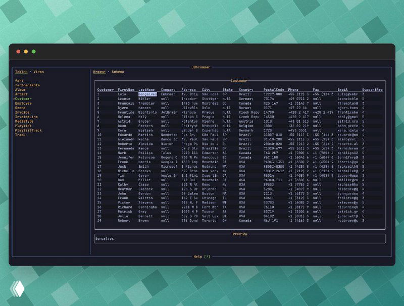 JDbrowser — TUI для работы с SQLite