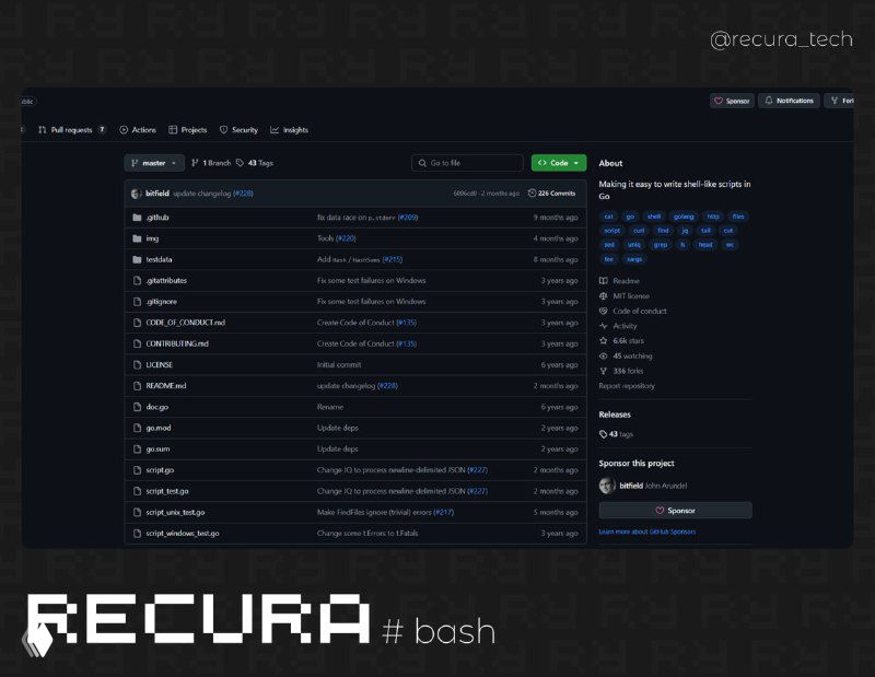 bitfield/script — shell-подобные скрипты на Go