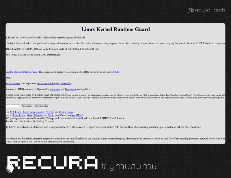 Linux Kernel Runtime Guard (LKRG)