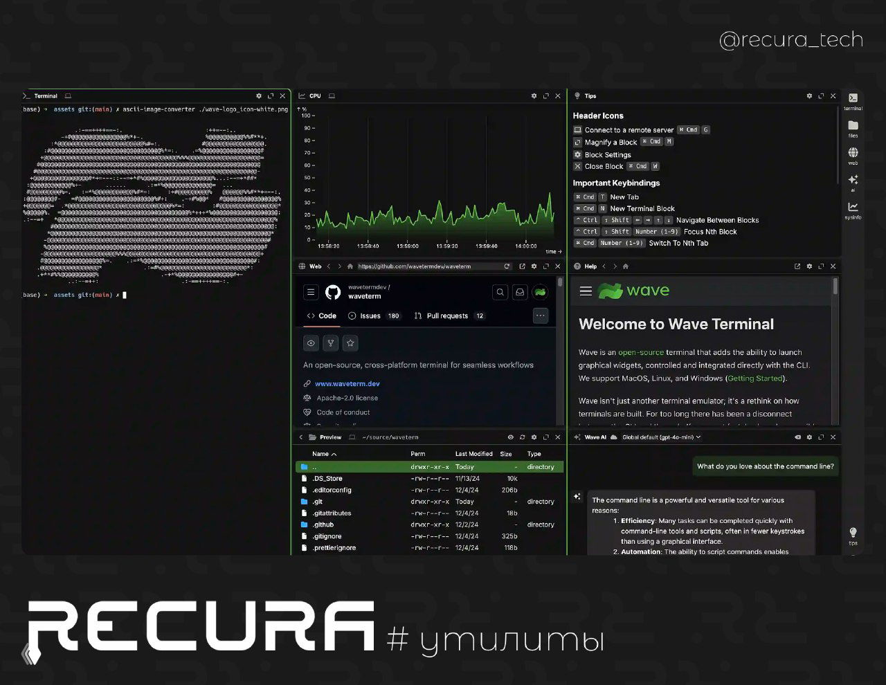 WaveTerm — терминал с графикой и предпросмотром
