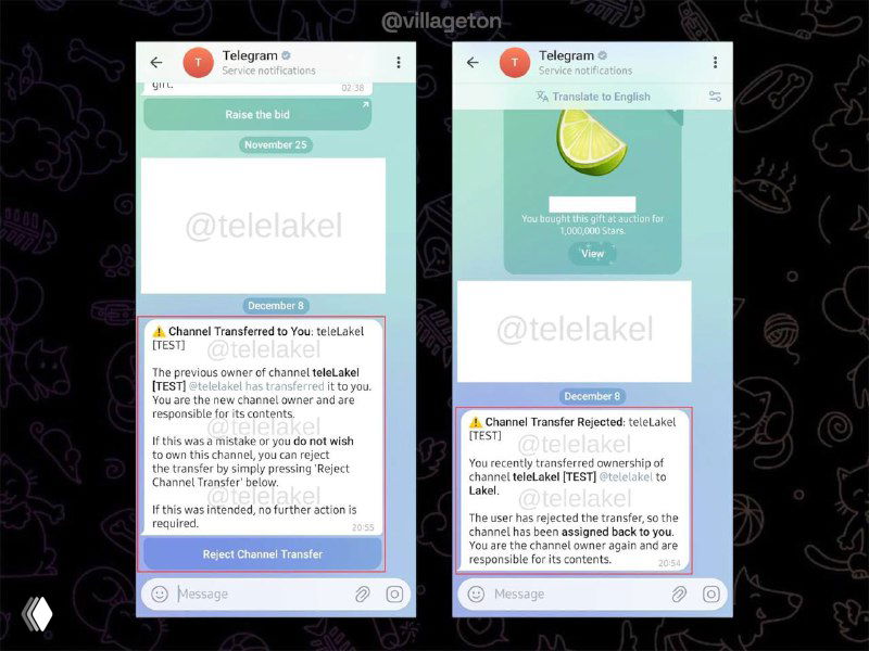 Telegram внедрил уведомления о передаче каналов