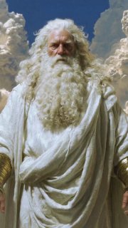 Образ мудрого старца в кинематографическом освещении, сочетание религиозной символики и фантастической эстетики.