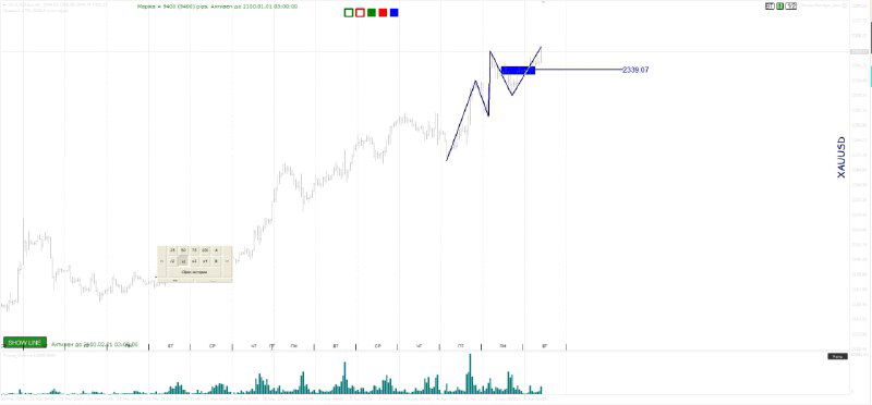 Фрагмент графика с указанием короткосрочного роста и уровнем, на который обращено внимание для дальнейшего прогноза движения цены.