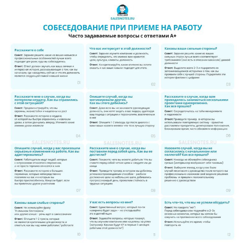 Как отвечать на 12 самых популярных вопросах