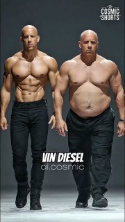 Фото: один мужчина показан в двух образах рядом — подтянутый спортивный вариант и более полный, постаревший вариант.