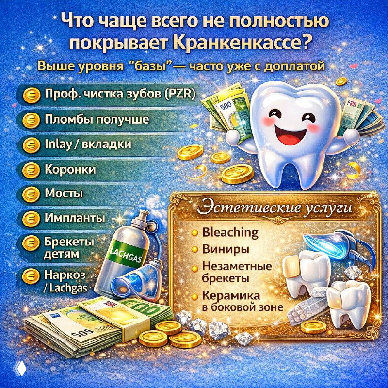 Как в целом работает покрытие от Krankenkasse по зубам?