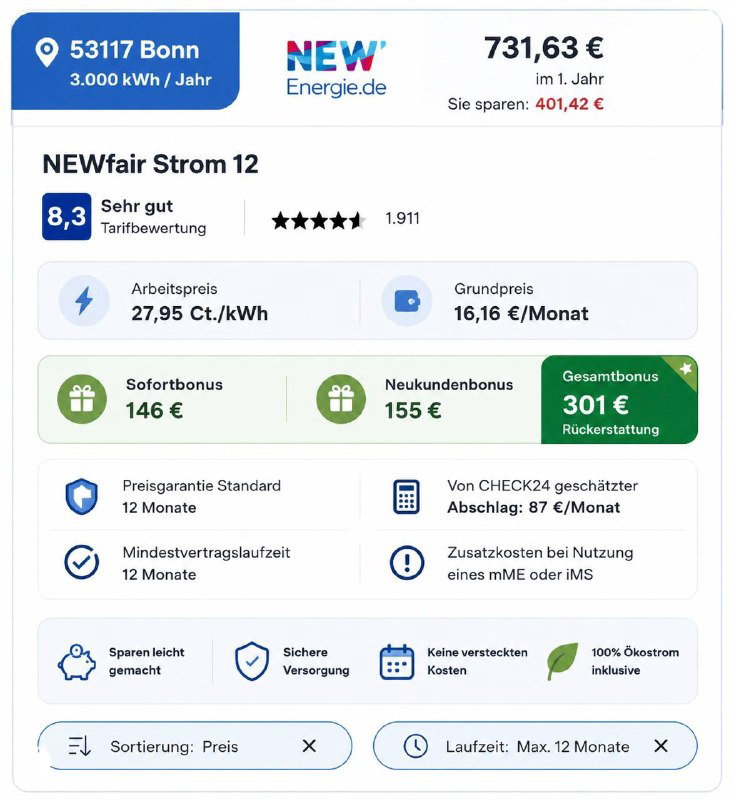 Кейс: тариф для Bonn на 3 000 кВт·ч