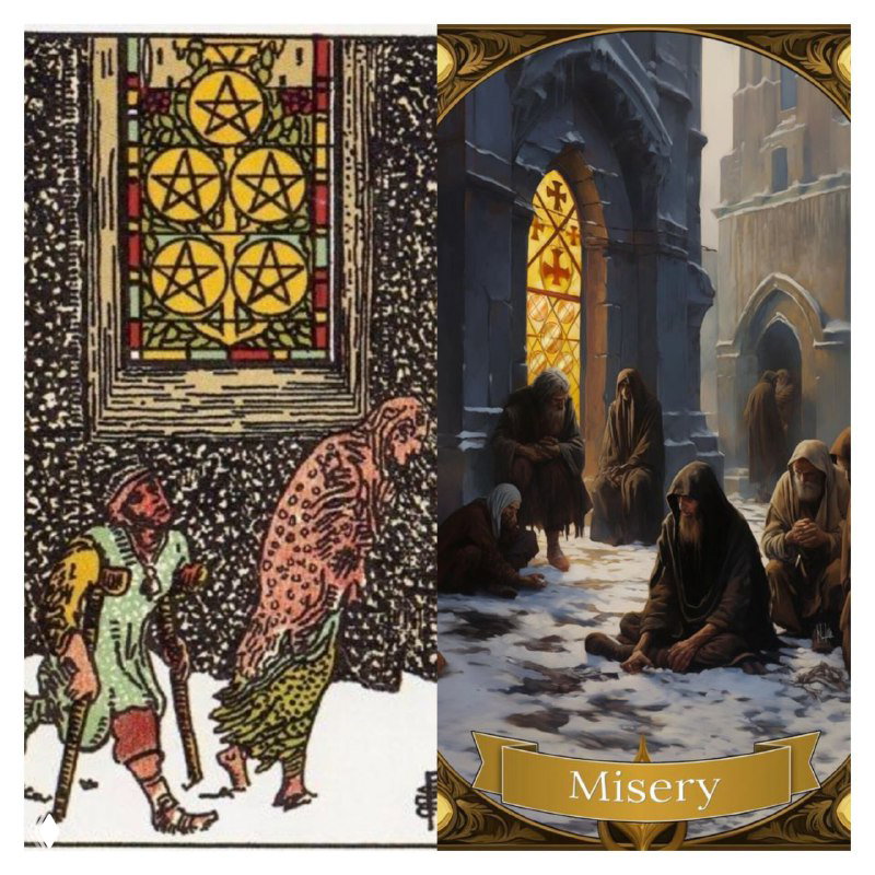 Пятёрка Пентаклей — трудности и нужда