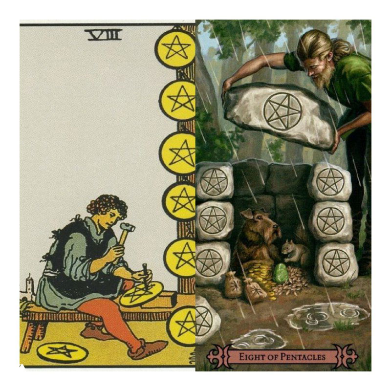 Восьмёрка Пентаклей — оттачивая мастерство