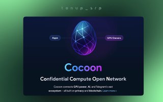 Превью: логотип Cocoon на тёмном градиентном фоне — светящееся узорное «яйцо» и подпись «Confidential Compute Open Network», бренд‑визуал