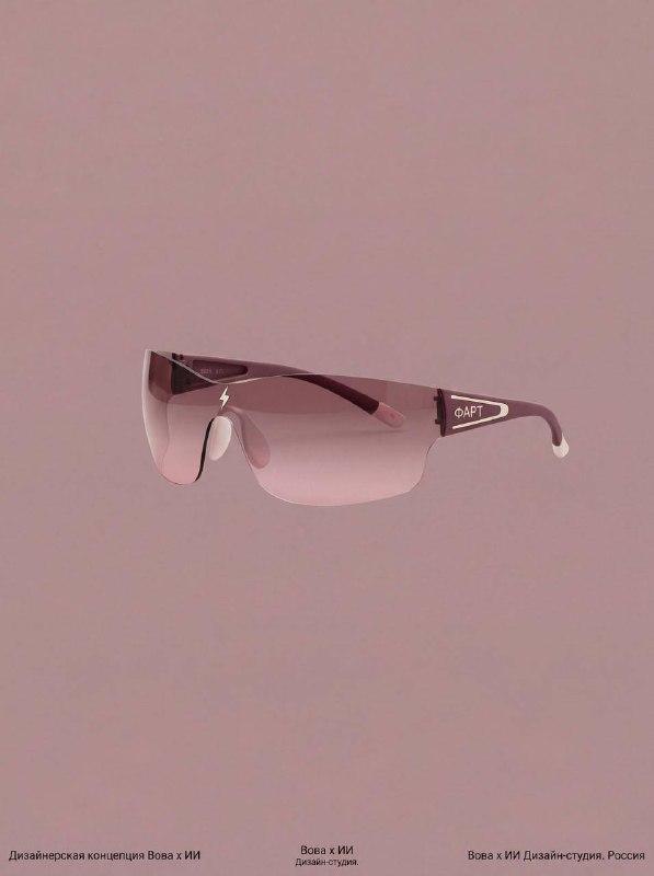 Снимок солнцезащитных очков с логотипом «Фарт», розовато‑бурый оттенок линз, презентационный снимок аксессуара коллекции.