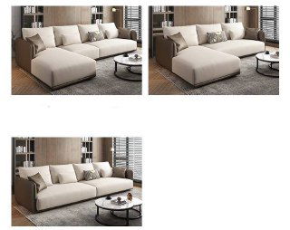 Несколько фотографий модели дивана, показывающие разные ракурсы и расположение модулей в интерьере и на белом фоне.