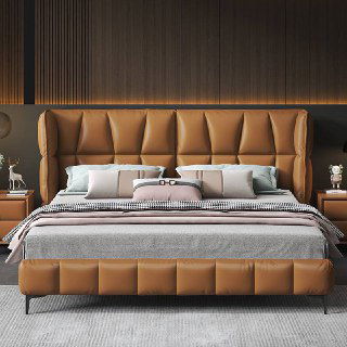 Кровать 180×200 из натуральной/искусственной кожи — цена