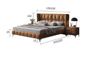 Схема с размерами кровати: указаны длина, ширина и высота, иллюстрация габаритов и положения ножек для модели 180×200 или 150×200.