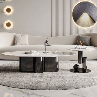 Журнальный столик — нержавеющая сталь и натуральный камень