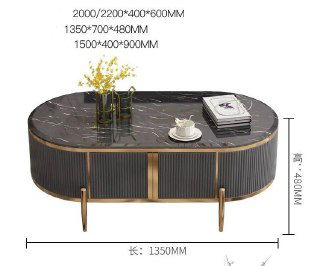 Схематичное изображение размеров журнального столика: указаны длина 1350 мм и высота 480 мм, визуализация габаритов изделия.