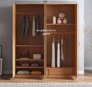 Внутреннее пространство шкафа без дверей: полки, штанга для вешалок и верхняя ниша, показаны размеры 1650 мм и высота 2100 мм.