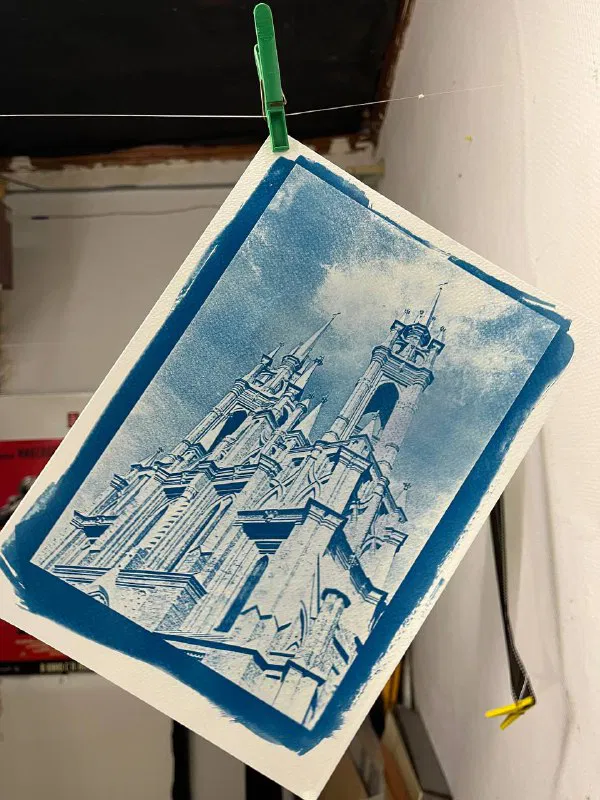 Проба цианотипии в контролируемых условиях