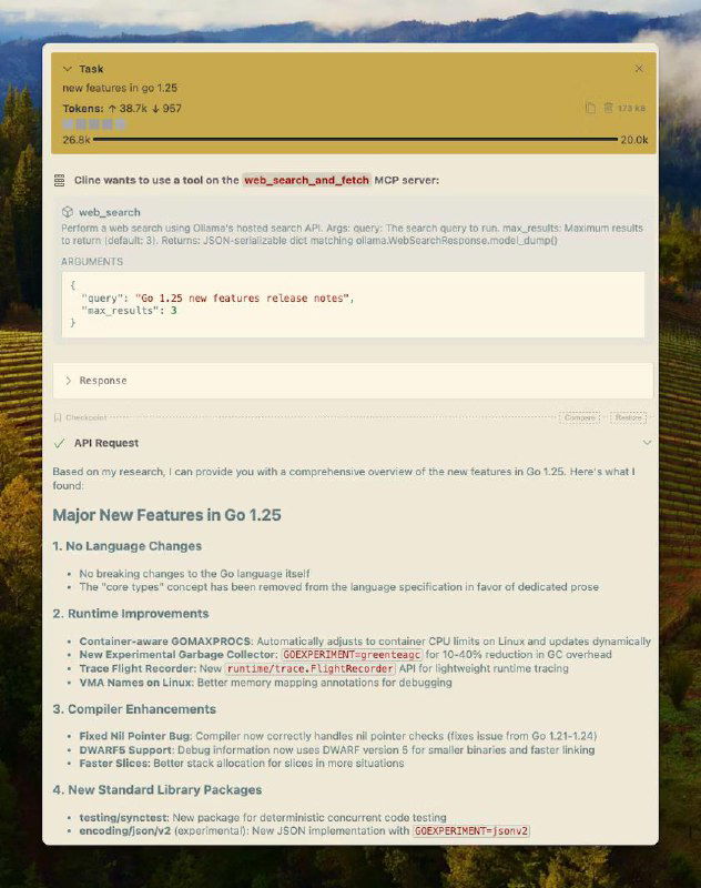 Ollama предоставила бесплатный API для веб-поиска