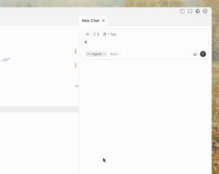 Скриншот пустого окна агента в Cursor: интерфейс IDE с полем ввода агента, видно курсор и элементы управления в интерфейсе.