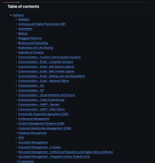 Скриншот репозитория Awesome Self-Hosted на GitHub с оглавлением каталога self‑hosted инструментов для аналитики и CMS