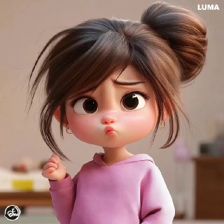 Забавная мультяшная девочка в розовом худи с задумчивым выражением лица — иллюстрация эмоционального состояния и темы поста об инфантильном мышлении.