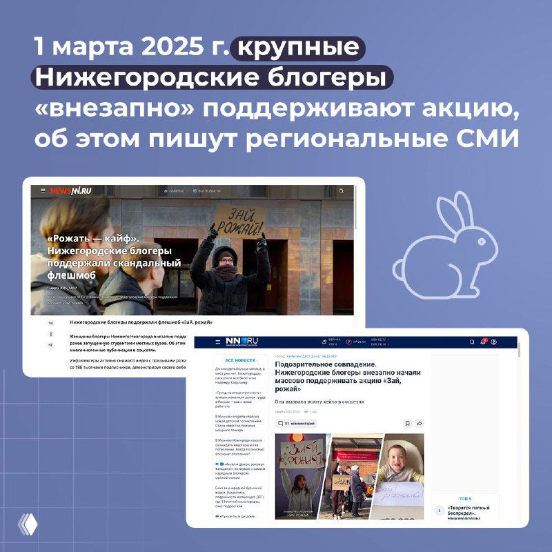 Слайд с примерами упоминаний в региональных СМИ и блогах: скриншоты новостных заметок и заголовков про акцию и флешмоб в поддержку проекта.