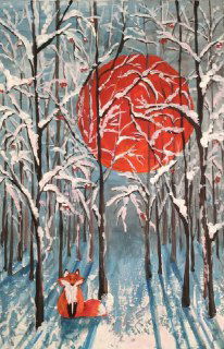 Мастер-класс «Лиса в лесу» — акрил, Виктория Ведьмакова