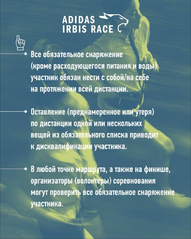 Правила и пояснения по обязательному снаряжению: текстовые блоки о требованиях к экипировке на трассе и проверках организаторов на финише.