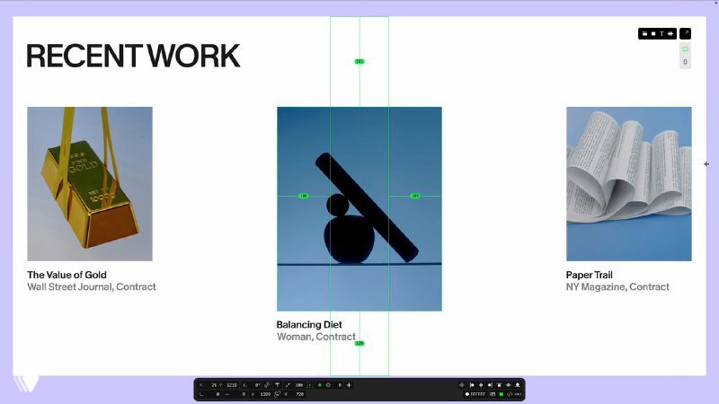Раздел Recent Work в шаблоне Control: сетка карточек проектов в бруталистском стиле с превью работ и краткими подписями