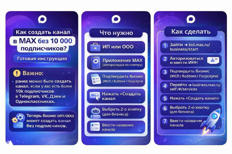 Как создать канал в MAX без 10 000 подписчиков?