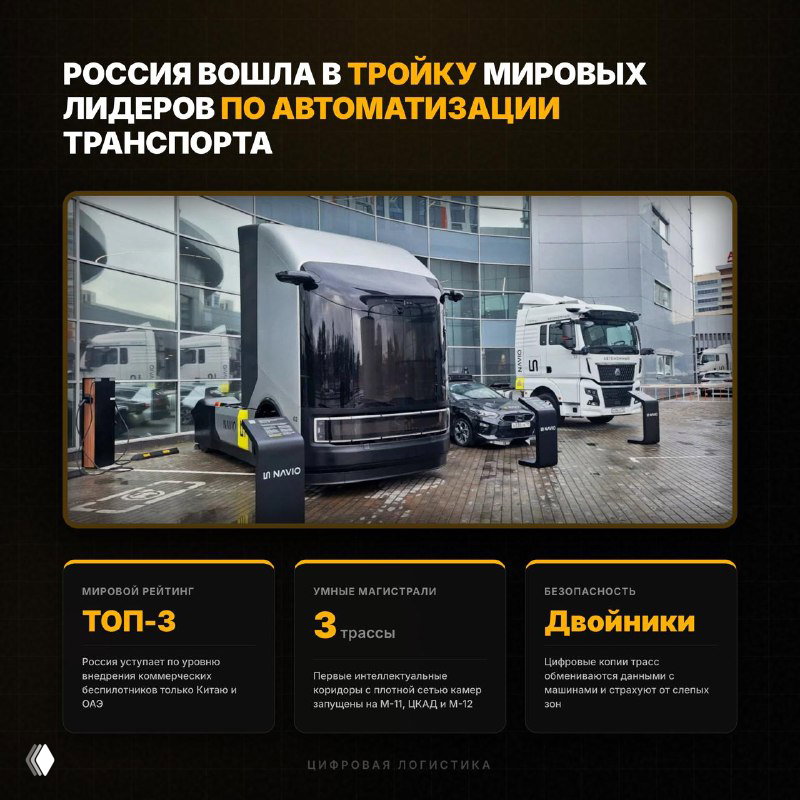 Россия в тройке лидеров по автоматизации транспорта