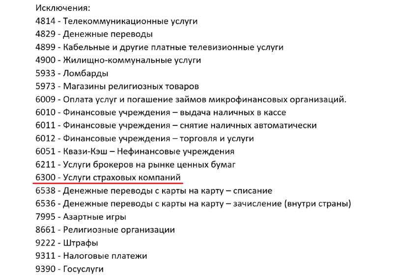 Солид Банк: MCC 6300 (страховки) исключён из кэшбэка