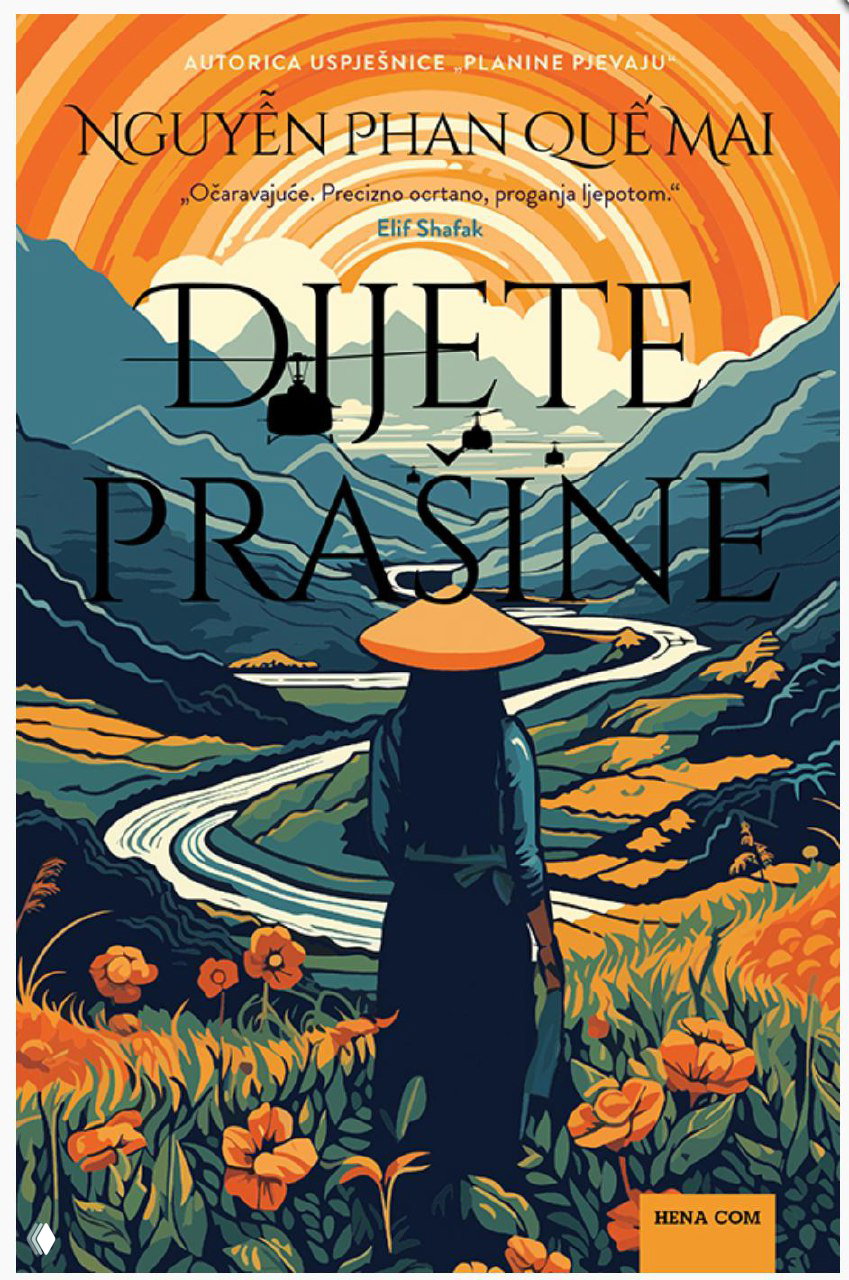 Иллюстрированная обложка издания на другом языке: стиллизованный горный пейзаж, река и фигура в традиционной шляпе на переднем плане.