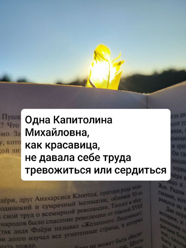 Фрагмент страницы книги с закладкой-листьем, солнечный блик чуть правее и мягкий небесный фон; атмосфера чтения на свежем воздухе.