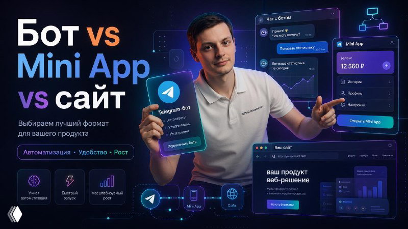 Телеграм-бот, Mini App и обычный сайт: что выбрать новичку?