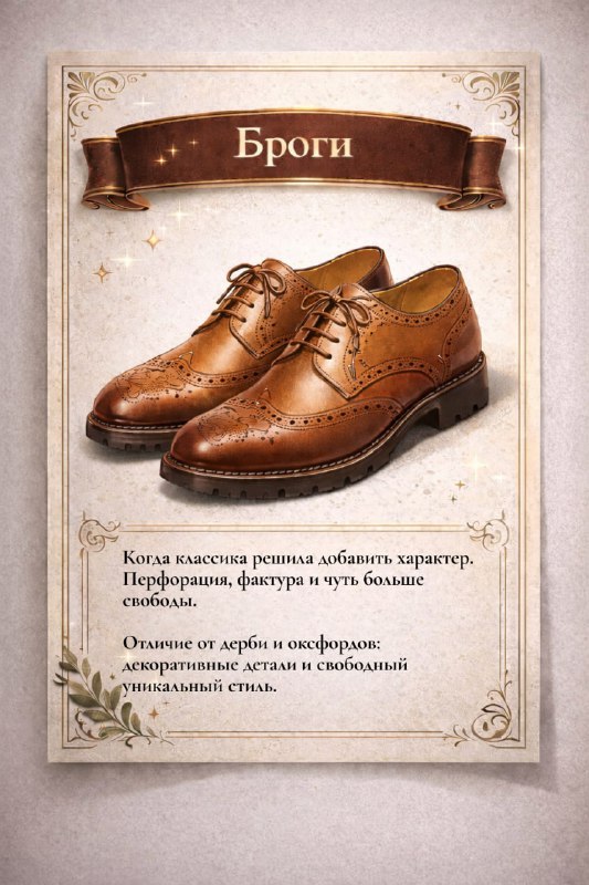 Коричневые броги с перфорацией на стильной карточке DIGEL: декоративные детали, чуть более неформальный характер по сравнению с оксфордами.