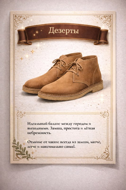 Дезерты из замши светлого тона: лаконичная городская модель между городом и отдыхом, простая и вместительная по характеру.