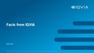 Титульный слайд релиза IQVIA: синий фон, заголовок 'Facts from IQVIA' и логотип IQVIA — иллюстрация к данным за май 2021 года.