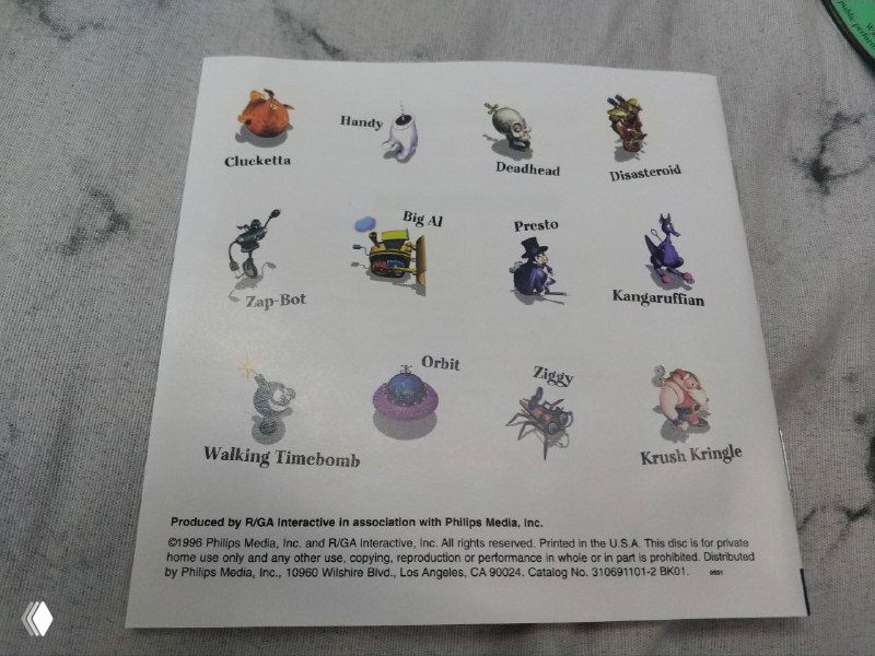 Обратная сторона листа с иллюстрациями персонажей-шестеренок из Gearheads: маленькие пиктограммы персонажей и подписи, видна игровая тематика названий.